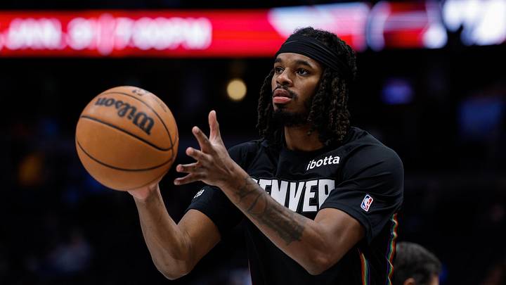 Jan 17, 2026; Denver, Colorado, USA; Denver Nuggets forward Daron Holmes II (14) before the game against the Washington Wizards at Ball Arena. Jan 17, 2026; Denver, Colorado, USA; Denver Nuggets forward Daron Holmes II (14) before the game against the Washington Wizards at Ball Arena.