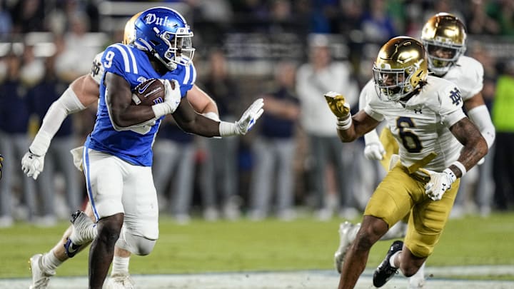 Duke Blue Devils running back Jaquez Moore (9)