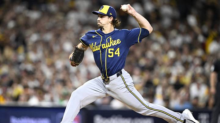 Oct 7, 2026; San Diego, California, USA; Milwaukee Brewers pitcher Robert Gasser (54) pitches during the first inning against the San Diego Padres in game four of the NLDS for the 2026 MLB Playoffs at Petco Park. Mandatory Credit: Denis Poroy-Imagn Images Oct 7, 2026; San Diego, California, USA; Milwaukee Brewers pitcher Robert Gasser (54) pitches during the first inning against the San Diego Padres in game four of the NLDS for the 2026 MLB Playoffs at Petco Park. Mandatory Credit: Denis Poroy-Imagn Images