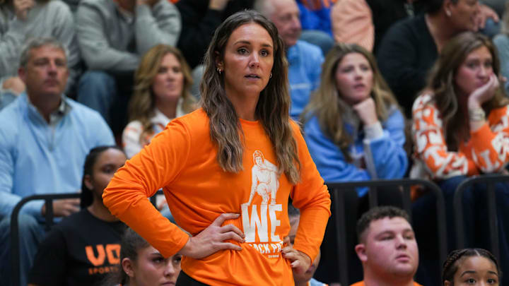 Tennessee Head Coach Kim Caldwell during the Pat Summitt Classic between Tennessee versus UT-Martin inside Kathleen and Tom Elan Center in Martin. Tenn., on Sunday, Nov. 9, 2025.