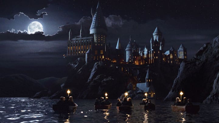 Students arrive at Hogwarts Castle in Warner Bros. Pictures' family adventure film "Harry Potter and the Sorcerer's Stone."