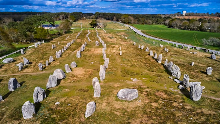 A few of the incredible prehistoric stone alignments at Carnac in France.