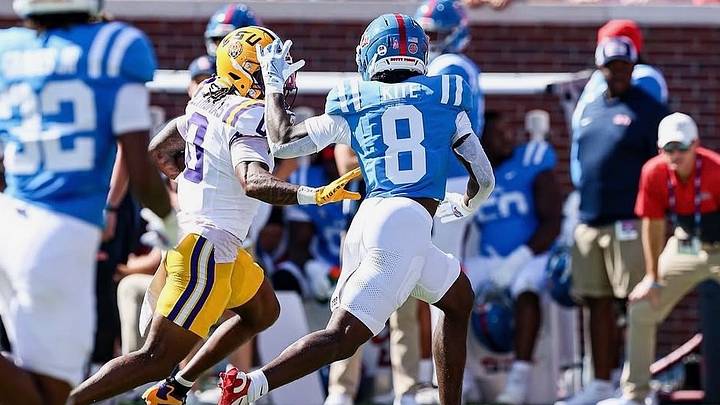Ole Miss cornerback Antonio Kite chases an LSU ball carrier to make a tackle during a 2025 matchup in Oxford, Miss. Ole Miss cornerback Antonio Kite chases an LSU ball carrier to make a tackle during a 2025 matchup in Oxford, Miss.