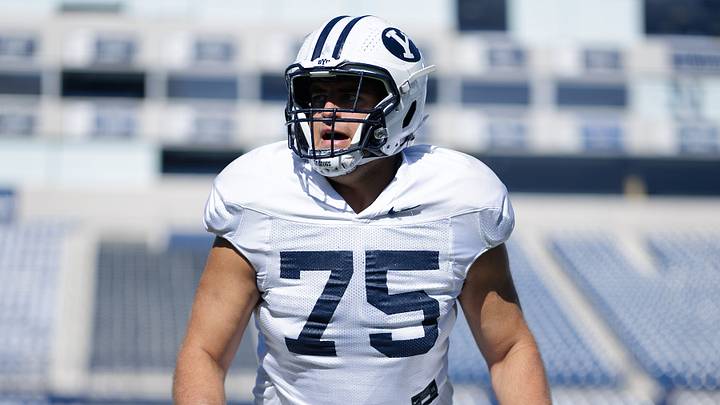 BYU offensive tackle Andrew Gentry at Fall Camp