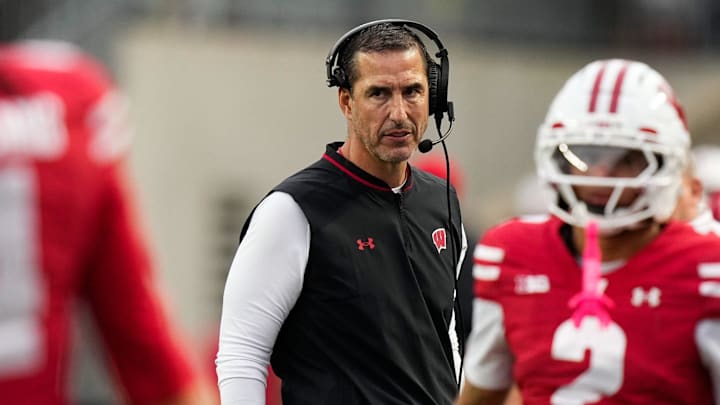 Wisconsin Badgers head coach Luke Fickell reacts in the second half at Camp Randall Stadium on Saturday, Oct. 18, 2025 in Madison, Wisconsin.