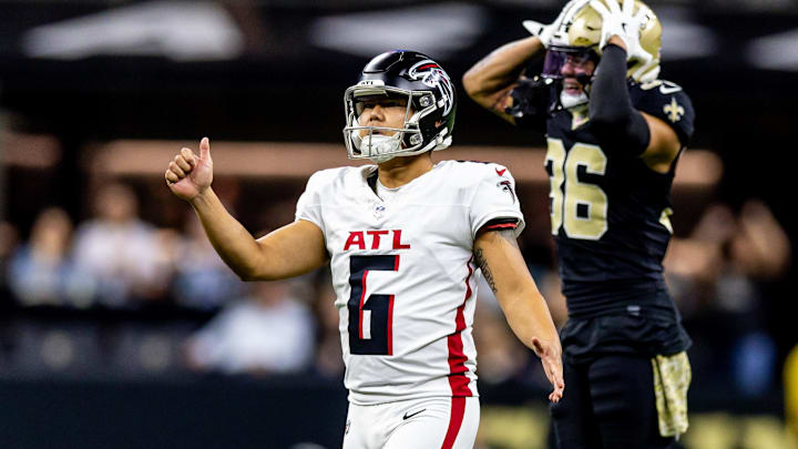Atlanta Falcons place kicker Younghoe Koo was 4/4 in a Week 4 win over the New Orleans Saints in 2024.