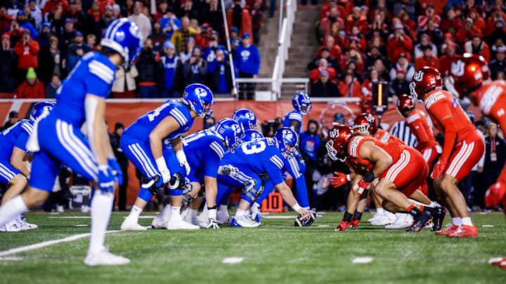 BYU offensive line against Utah