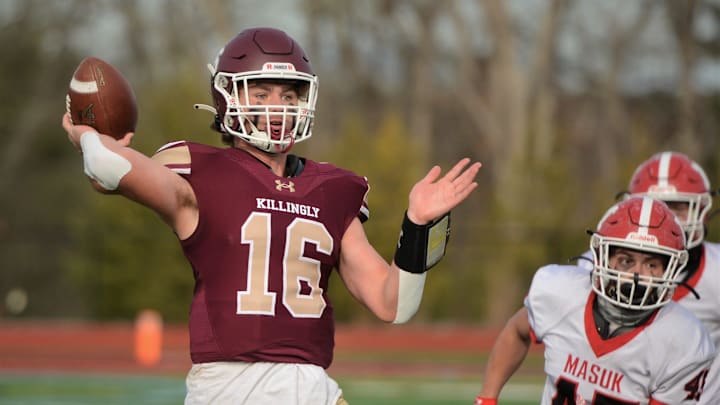 Killingly senior quarterback Thomas Dreibholz threw five TD passes in Killingly's 54-51 win against Masuk on Sunday at Morgan Field.

Dreibholz