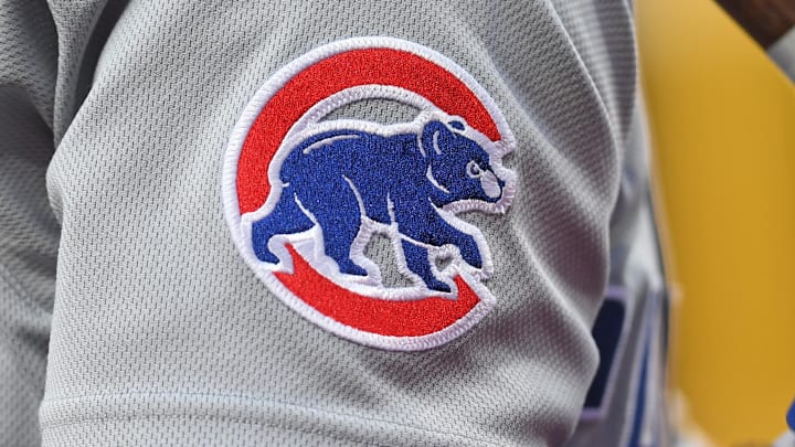Chicago Cubs logo on a jersey Chicago Cubs logo on a jersey