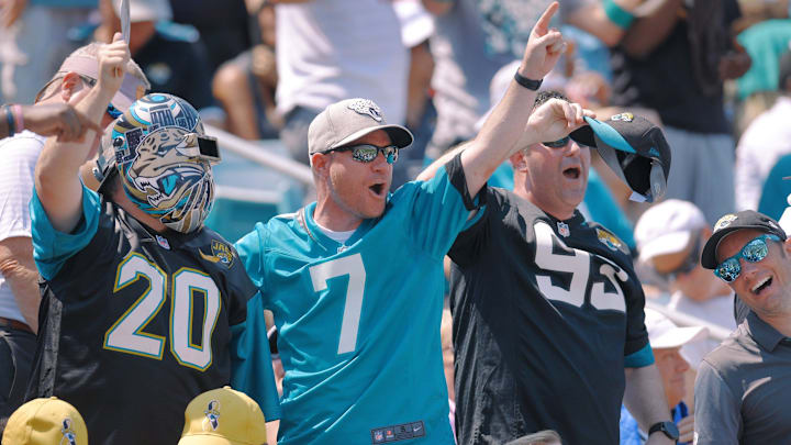 Jaguar fans cheer on the team during Sunday's game. The Jacksonville Jaguars hosted the Kansas City.