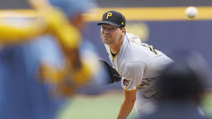 Jun 16, 2023; Milwaukee, Wisconsin, USA;  Pittsburgh Pirates pitcher Rich Hill (44) throws a pitch