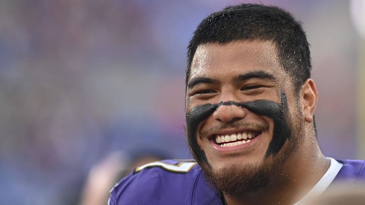 Offensive tackle Daniel Faalele will compete for a spot on the Giants offensive line.