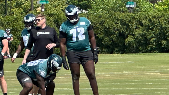 Eagles OT Markell Bell at rookie minicamp on May 1, 2026.