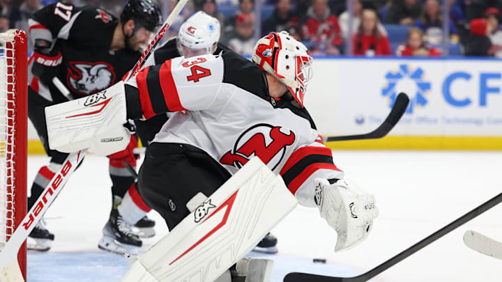 New Jersey Devils netminder Jake Allen made 42 saves in his best performance of the season on Friday night. New Jersey Devils netminder Jake Allen made 42 saves in his best performance of the season on Friday night.