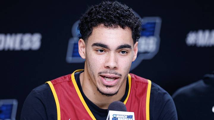 Mar 26, 2026; Chicago, IL, USA; Iowa State Cyclones guard Tamin Lipsey (3) speaks ahead of the Midwest regional of the men's 2026 NCAA Tournament at United Center. Mandatory Credit: Kamil Krzaczynski-Imagn Images Mar 26, 2026; Chicago, IL, USA; Iowa State Cyclones guard Tamin Lipsey (3) speaks ahead of the Midwest regional of the men's 2026 NCAA Tournament at United Center. Mandatory Credit: Kamil Krzaczynski-Imagn Images