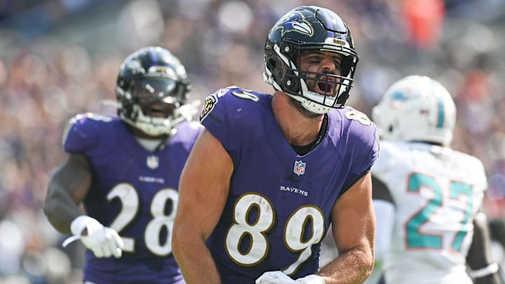 Sep 18, 2022; Baltimore, Maryland, USA; Baltimore Ravens tight end Mark Andrews (89) reacts during the game against the Miami Dolphins at M&T Bank Stadium. Mandatory Credit: Tommy Gilligan-Imagn Images Sep 18, 2022; Baltimore, Maryland, USA; Baltimore Ravens tight end Mark Andrews (89) reacts during the game against the Miami Dolphins at M&T Bank Stadium. Mandatory Credit: Tommy Gilligan-Imagn Images