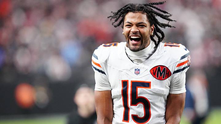 Chicago Bears wide receiver Rome Odunze (15) celebrates after the game against the Las Vegas Raiders at Allegiant Stadium. Mandatory Credit: Stephen R. Sylvanie-Imagn Images Chicago Bears wide receiver Rome Odunze (15) celebrates after the game against the Las Vegas Raiders at Allegiant Stadium. Mandatory Credit: Stephen R. Sylvanie-Imagn Images