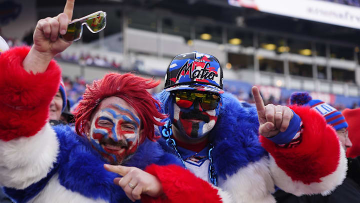 Jan 12, 2025; Orchard Park, New York, USA; Buffalo Bills fans cheer during the fourth quarter of a game.