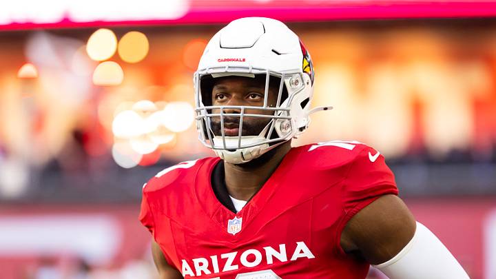 Arizona Cardinals linebacker Josh Sweat (10) against the Los Angeles Rams at State Farm Stadium. Arizona Cardinals linebacker Josh Sweat (10) against the Los Angeles Rams at State Farm Stadium.
