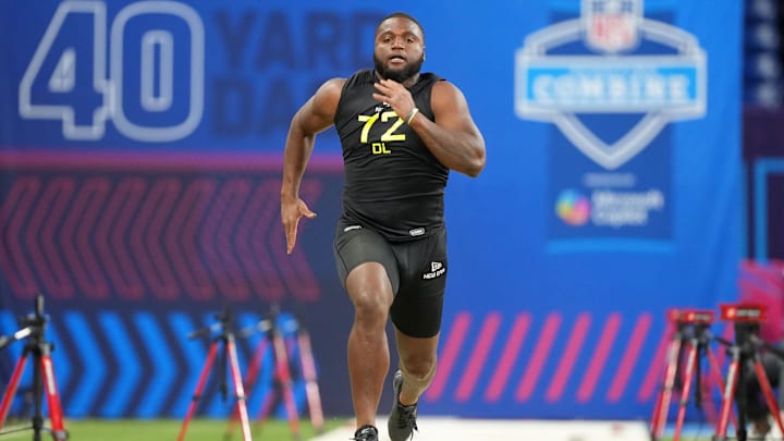 Central Arkansas defensive lineman David Walker (DL72) participates in drills during the 2025 NFL Combine at Lucas Oil Stadium Central Arkansas defensive lineman David Walker (DL72) participates in drills during the 2025 NFL Combine at Lucas Oil Stadium