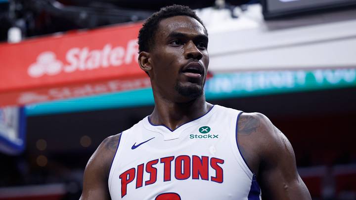 Apr 22, 2026; Detroit, Michigan, USA; Detroit Pistons center Jalen Duren (0) reacts during the second half against the Orlando Magic during game two of the first round of the 2026 NBA Playoffs at Little Caesars Arena. Mandatory Credit: Rick Osentoski-Imagn Images