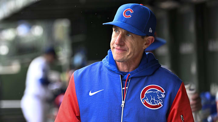 Chicago Cubs manager Craig Counsell (11) leaves the dugout after a game against the Washington Nationals at Wrigley Field. Chicago Cubs manager Craig Counsell (11) leaves the dugout after a game against the Washington Nationals at Wrigley Field.