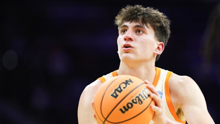 Mar 20, 2026; Philadelphia, PA, USA; Tennessee Volunteers forward J.P. Estrella (13) takes a free throw during the second half against the Miami (OH) RedHawks. Mar 20, 2026; Philadelphia, PA, USA; Tennessee Volunteers forward J.P. Estrella (13) takes a free throw during the second half against the Miami (OH) RedHawks.