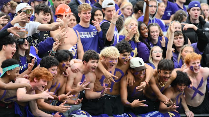 Oct 14, 2023; Seattle, Washington, USA; Washington Huskies fans during the game against the Oregon Ducks at Alaska Airlines Field at Husky Stadium. Mandatory Credit: Steven Bisig-USA TODAY Sports