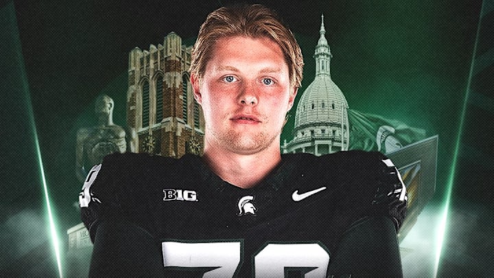 Tristan Comer's commitment graphic to the Michigan State Spartans