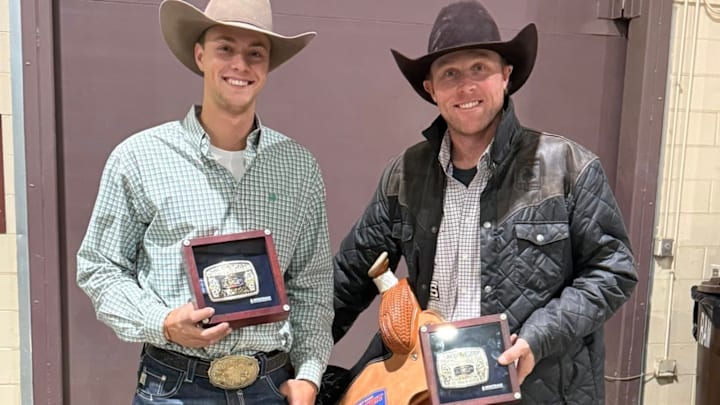 Mountain States Average and Circuit Tie-Down Champions, Tate Talkington and Riley Pruitt Mountain States Average and Circuit Tie-Down Champions, Tate Talkington and Riley Pruitt
