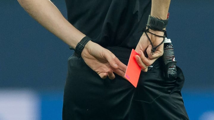 Red cards are given out for a variety of offenses in soccer.