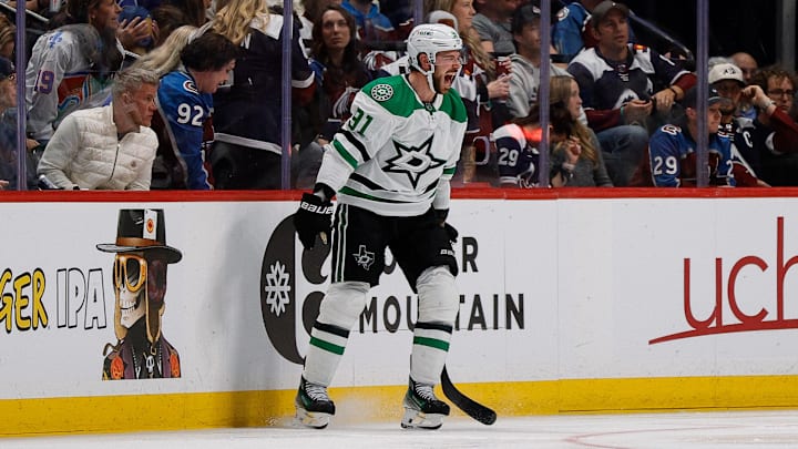 Dallas Stars center Tyler Seguin reacts after his game-winning overtime goal against the Colorado Avalanche.