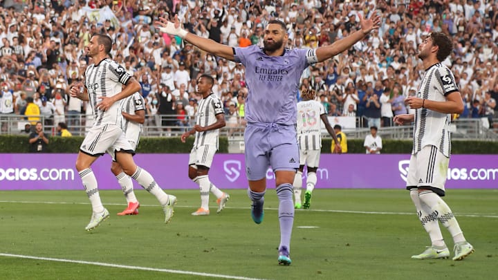 Benzema marca, e Real Madrid vence a Juventus em amistoso de pré-temporada. 