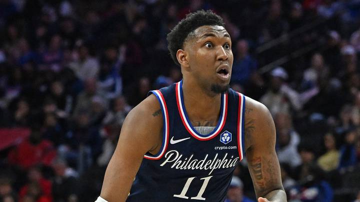 Philadelphia 76ers forward Justin Edwards (11) against the Portland Trail Blazers during the second half at Xfinity Mobile Arena on Mar. 15, 2026. Philadelphia 76ers forward Justin Edwards (11) against the Portland Trail Blazers during the second half at Xfinity Mobile Arena on Mar. 15, 2026.