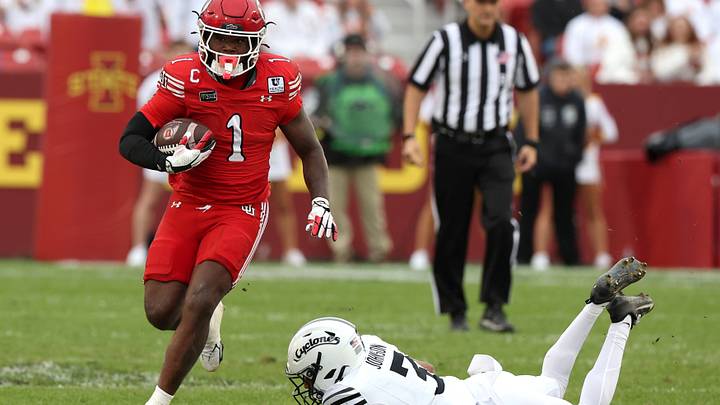 Sep 26, 2026; Ames, Iowa, USA; Utah Utes running back Wayshawn Parker (1) escapes a tackled from Iowa State Cyclones cornerback Seth Johnson (3) during the second half at Jack Trice Stadium. Mandatory Credit: Reese Strickland-Imagn Images Sep 26, 2026; Ames, Iowa, USA; Utah Utes running back Wayshawn Parker (1) escapes a tackled from Iowa State Cyclones cornerback Seth Johnson (3) during the second half at Jack Trice Stadium. Mandatory Credit: Reese Strickland-Imagn Images