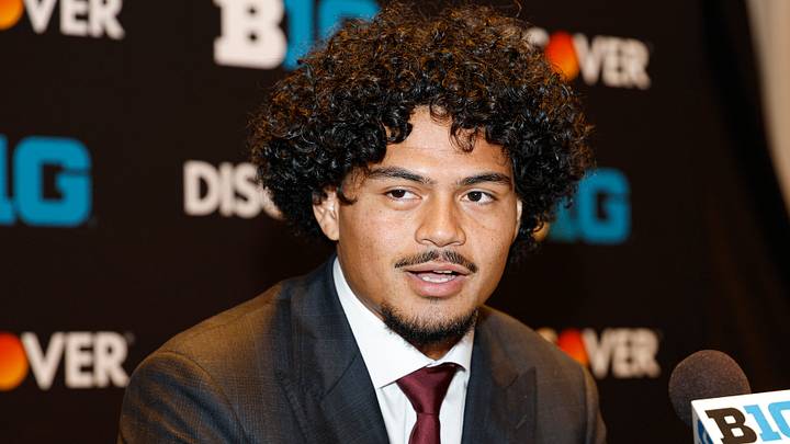 Jul 28, 2026; Chicago, IL, USA; USC student-athlete Jayden Maiava speaks during Media Days at Hilton Chicago. Mandatory Credit: Kamil Krzaczynski-Imagn Images