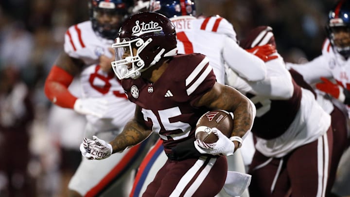 Nov 23, 2023; Starkville, Mississippi, USA; Mississippi State Bulldogs running back Jeffery Pittman