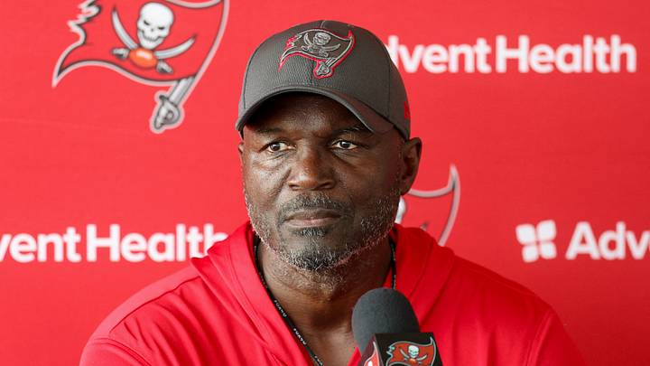 Tampa Bay Buccaneers head coach Todd Bowles talks to media after training camp at AdventHealth Training Center. Tampa Bay Buccaneers head coach Todd Bowles talks to media after training camp at AdventHealth Training Center.
