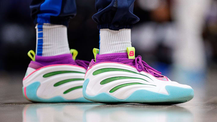 Oklahoma City Thunder forward Jalen Williams' colorway of the adidas Harden Vol 9. Oklahoma City Thunder forward Jalen Williams' colorway of the adidas Harden Vol 9.