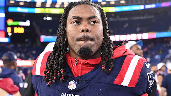 New England Patriots wide receiver K.J. Osborn (2) leaves the field after defeating the Carolina Panthers at Gillette Stadium.