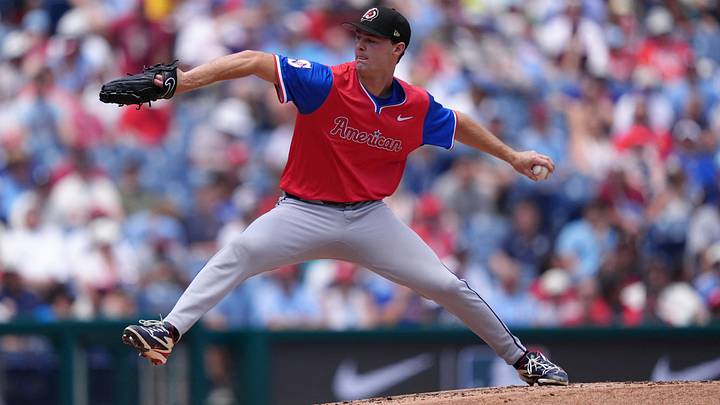 Jul 12, 2026: American League pitcher Kade Anderson (32) throws a pitch against National League in the first inning at Citizens Bank Park. Credit: Kyle Ross-Imagn Images