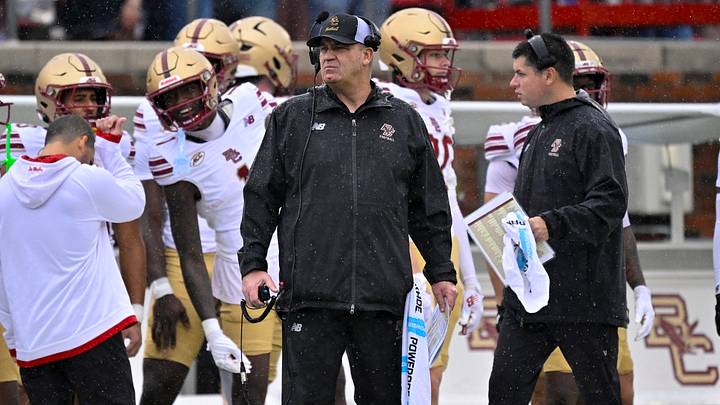 Oct 3, 2026; Dallas, Texas, USA; Boston College Eagles head coach Bill O'Brien looks on during the first half against the SMU Mustangs at Gerald J. Ford Stadium. Mandatory Credit: Jerome Miron-Imagn Images Oct 3, 2026; Dallas, Texas, USA; Boston College Eagles head coach Bill O'Brien looks on during the first half against the SMU Mustangs at Gerald J. Ford Stadium. Mandatory Credit: Jerome Miron-Imagn Images