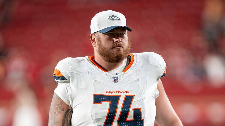 August 9, 2025; Santa Clara, California, USA; Denver Broncos guard Ben Powers (74) after the game against the San Francisco 49ers at Levi's Stadium. August 9, 2025; Santa Clara, California, USA; Denver Broncos guard Ben Powers (74) after the game against the San Francisco 49ers at Levi's Stadium.