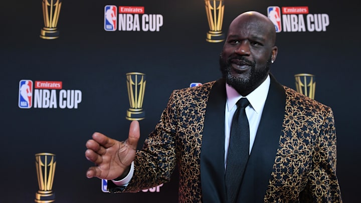 Dec 14, 2024; Las Vegas, NV, USA; Shaquille O'Neal arrives on the red carpet before the Emirates NBA Cup semifinal game at T-Mobile Arena. Mandatory Credit: Candice Ward-Imagn Images. On Monday, O'Neal was named general manager of the Sacramento State men's basketball program in an unpaid, voluntary capacity. 