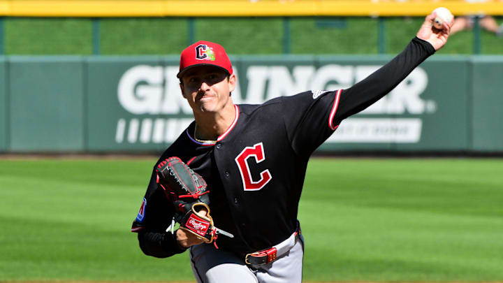 Feb 27, 2026; Mesa, Arizona, USA; Cleveland Guardians pitcher Logan Allen (26) throws in the first inning against the Chicago Cubs at Sloan Park. Mandatory Credit: Matt Kartozian-Imagn Images Feb 27, 2026; Mesa, Arizona, USA; Cleveland Guardians pitcher Logan Allen (26) throws in the first inning against the Chicago Cubs at Sloan Park. Mandatory Credit: Matt Kartozian-Imagn Images