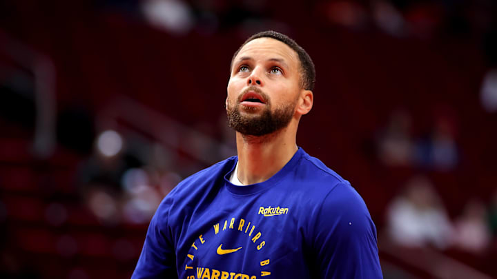 Golden State Warriors guard Stephen Curry (30) prior to the game against the Houston Rockets at Toyota Center. 
