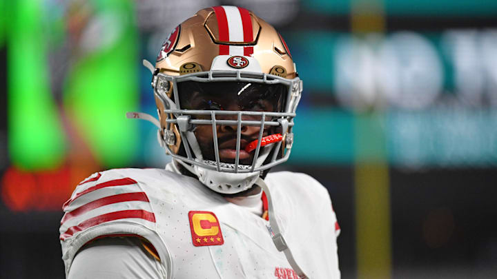 Dec 3, 2023; Philadelphia, Pennsylvania, USA; San Francisco 49ers offensive tackle Trent Williams (71) against the Philadelphia Eagles at Lincoln Financial Field. Mandatory Credit: Eric Hartline-Imagn Images