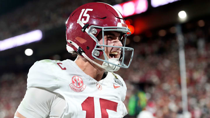 Alabama's Ty Simpson (15) during the College Football Playoff game against the Oklahoma Sooners