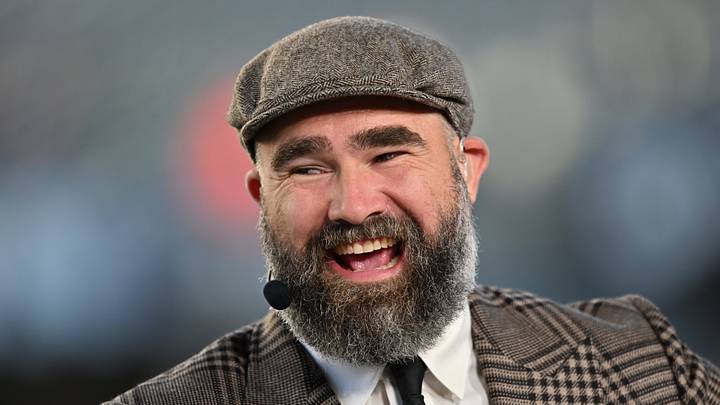 Sep 28, 2026; Chicago, Illinois, USA; ESPN broadcaster Jason Kelce reacts before the game between Philadelphia Eagles and Chicago Bears at Soldier Field. Mandatory Credit: Patrick Gorski-Imagn Images Sep 28, 2026; Chicago, Illinois, USA; ESPN broadcaster Jason Kelce reacts before the game between Philadelphia Eagles and Chicago Bears at Soldier Field. Mandatory Credit: Patrick Gorski-Imagn Images