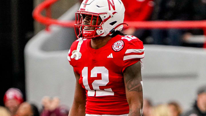 Nov 11, 2023; Lincoln, Nebraska, USA; Nebraska Cornhuskers defensive back Omar Brown (12) during the